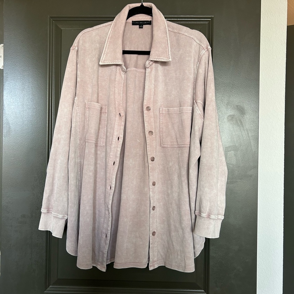 Light pink waffle knit shacket